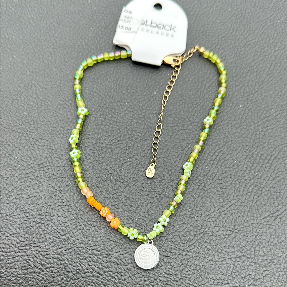 Get Back Surfer Girl Beaded Choker St Christopher Protect Us Necklace NWT